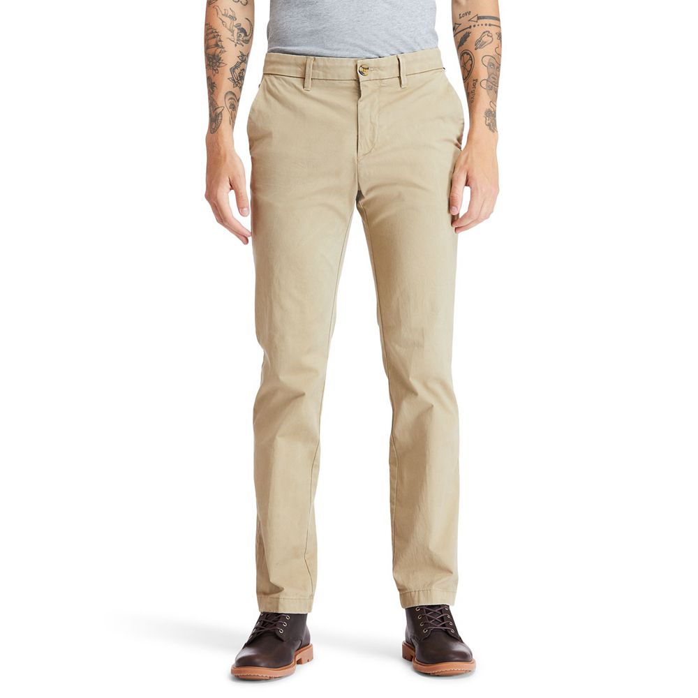 Pantalones Timberland Argentina Hombre - Squam Lake Stretch Chino - Kaki - YOSMAV-284